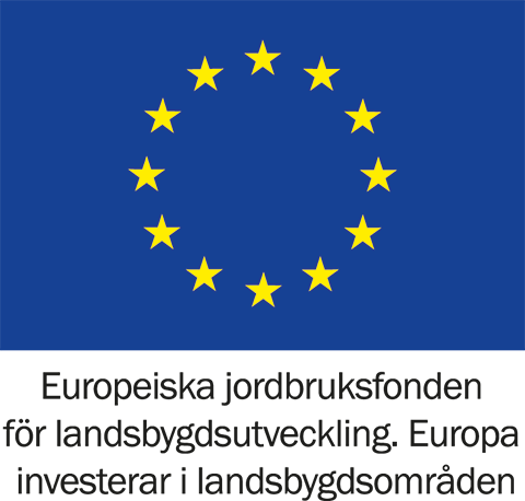 EU logotye med texten under Europeiska jordbruksfonden för landsbygdsutveckling. Europa investerar i landsbygdsområden.